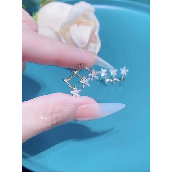 Bông tai hoa kẹp vành chất liệu bạc ta siêu xinh - bạc Bibi
