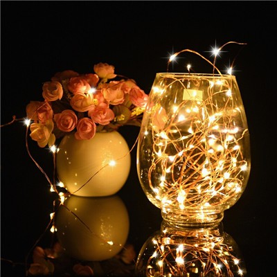 Dây Đèn Led Đom Đóm Fairy Light Dùng Pin Màu Vàng Nắng Không Chớp Nháy - Dây Đèn Led Fairy Trang Trí Phòng