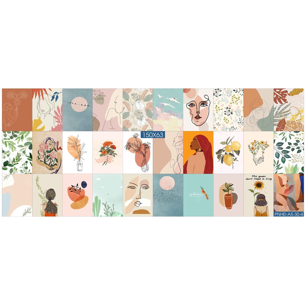 Combo Set 50 tờ Decal dán tường trang trí khổ A4,A5 - Trang trí Phòng ngủ Hiện đại PNHĐ4