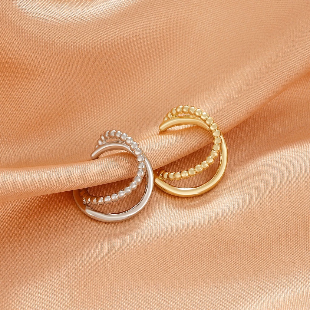 Khuyên Tai Chữ C Hai Lớp Phong Cách Cổ Điển Thời Trang Cho Nữ