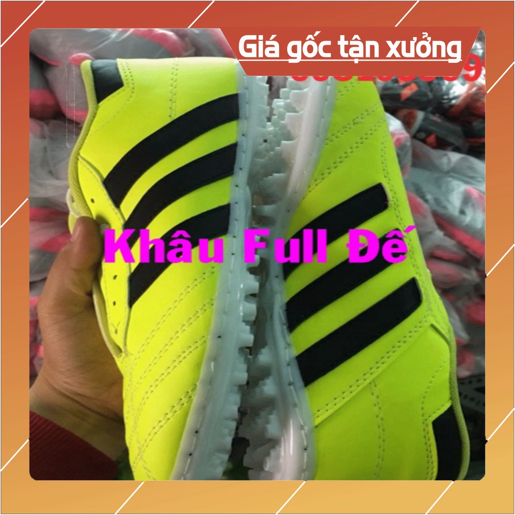 {FLASH SALE} [HCM-freeship] Giày đá bóng giá sỉ 3 sọc dạ quang, khâu kín đế.