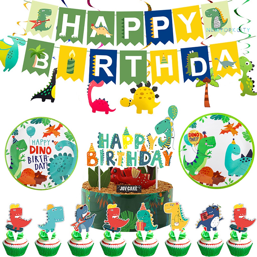 1 Bộ Khăn Trải Bàn Ăn Sử Dụng 1 Lần In Họa Tiết Khủng Long Hoạt Hình Tiện Dụng Cho Tiệc Cưới