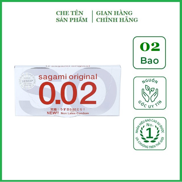 Bao Cao Su Siêu mỏng Cao Cấp SAGAMI ORIGINAL 0.02 - Hộp 2 chiếc