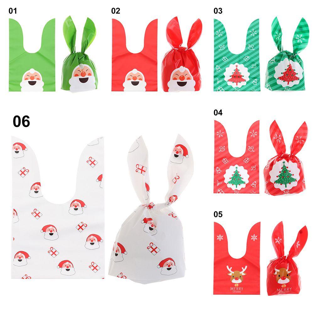 Bộ 10 Túi Đựng Kẹo Giáng Sinh Năm Mới Tai Thỏ Dài Xinh Xắn