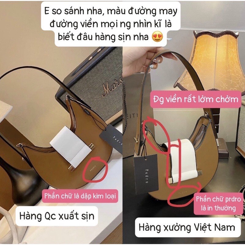 Túi PeDro Dáng Bầu Kẹp Nách Tặng Dây Đeo Dài Size 20