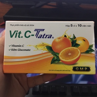 Vit.c Tatra - Bổ Sung Vitamin C 500mg và Kẽm Gluconate - Hộp 50 viên