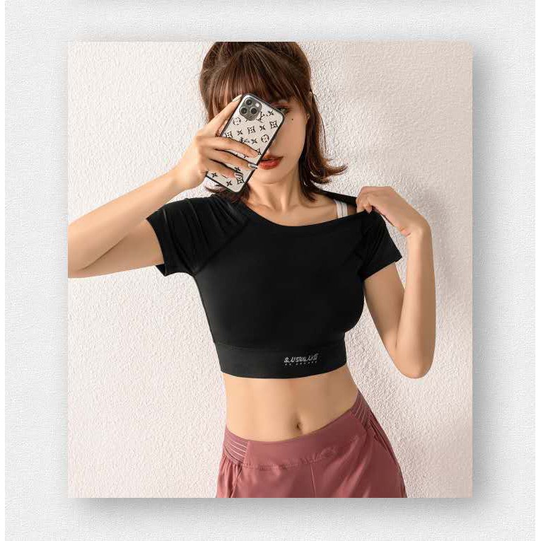 Aó croptop tập yoga, gym, aerobic thể thao Bin Sports A086