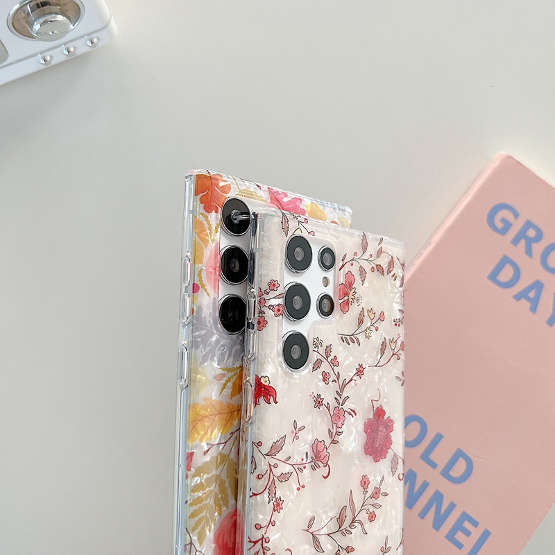 Bao Da Điện Thoại Họa Tiết Hoa Màu laser Cho samsung s22 ultra s22 plus s21fe Ốp