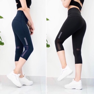 Quần Lửng Phối Lưới- Tập Gym Yoga Nữ
