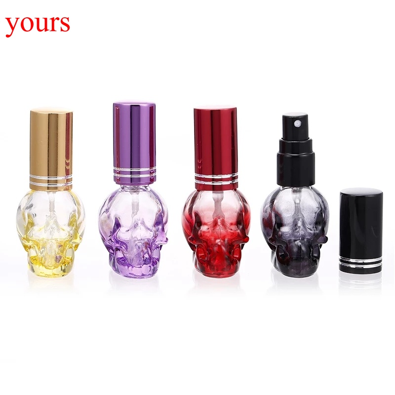 Chai rỗng nước hoa rỗng hình đầu lâu bằng thủy tinh 8ml nhỏ gọn tiện dụng
