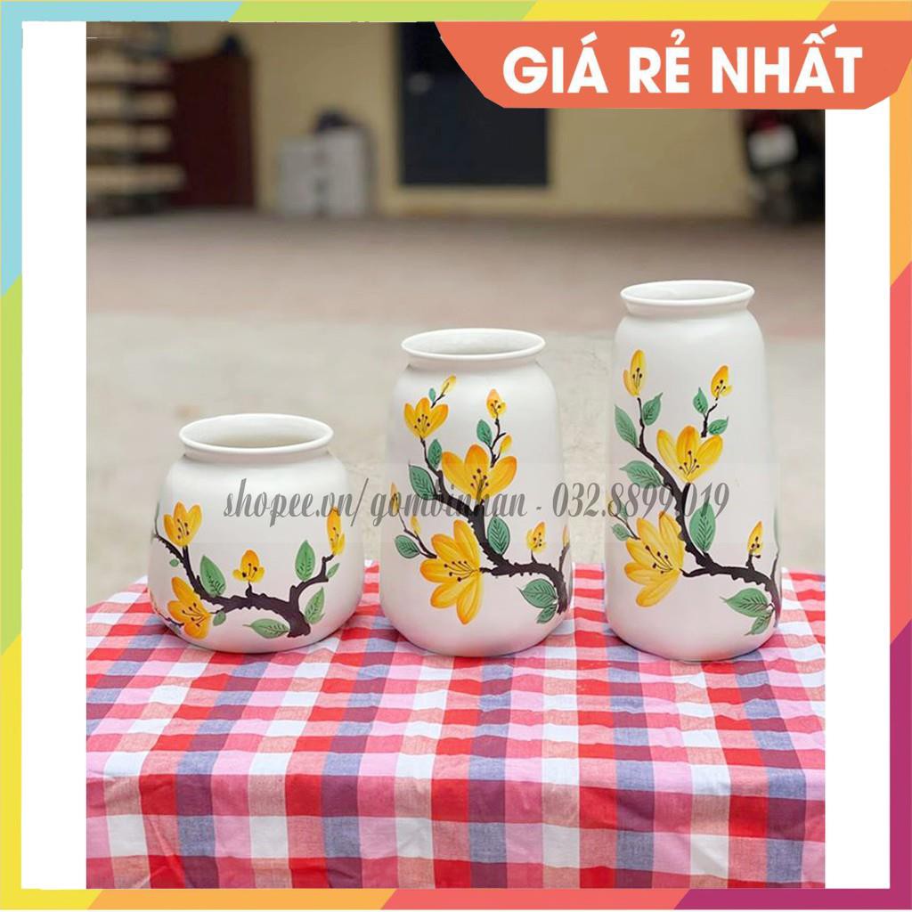 (SET 3 LỌ VẼ - ĐẸP NHẤT) Bán bình để hoa, bình cắm hoa màu trơn vẽ hoa văn gốm sứ Bát Tràng độc đáo, trưng bày!