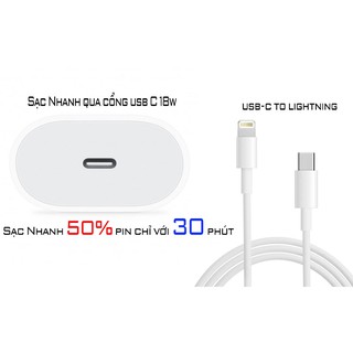 Bộ sạc nhanh PD 18w xuất khẩu EU cho iphone 11promax/8/8p/x/xs/xs max - Hàng chuẩn - Goldphukien