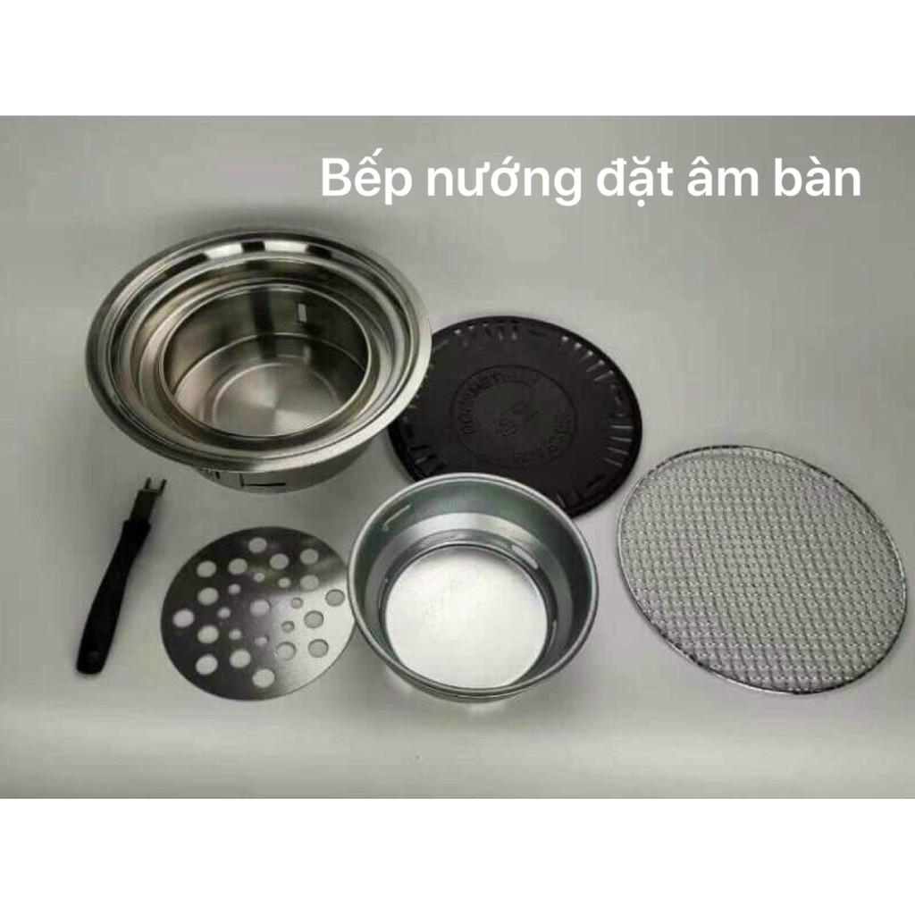 Bếp nướng than hoa inox đặt âm bàn