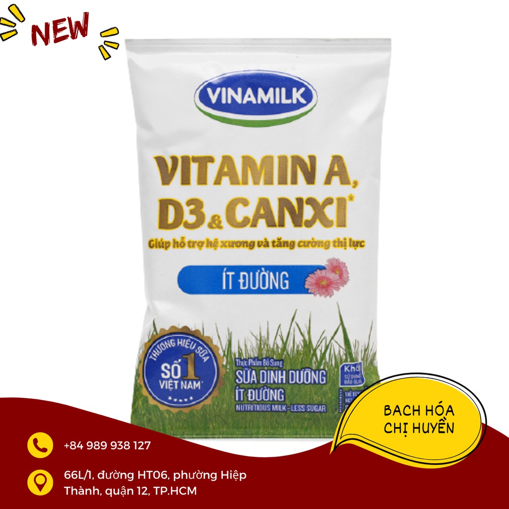 Combo 5 bịch sữa Vinamilk KHÔNG/ ÍT/ CÓ ĐƯỜNG/ DÂU/ SOCOLA bịch 220ml