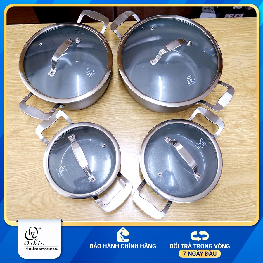 BỘ 4 NỒI NHÔM 5 LỚP, ĐÁY TỪ  - ORKIN Thái Lan  - MÃ OR08