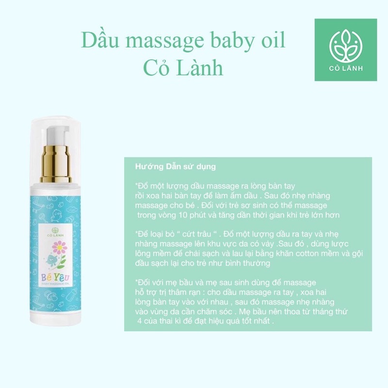 Tinh dầu massage Baby Oil Bé Yêu Cỏ Lành 50ml