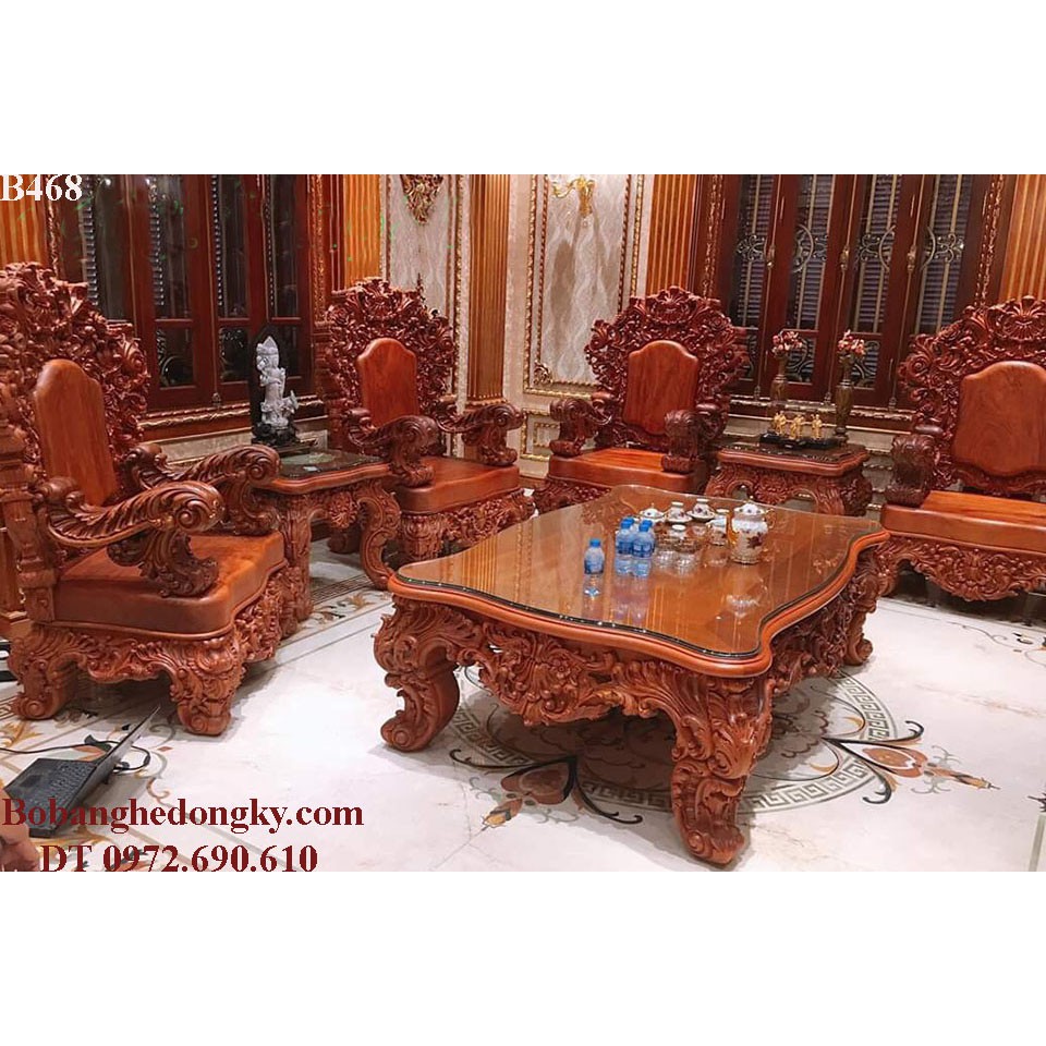 Bộ bàn ghế hoàng gia gỗ hương sang trọng, quí phái B468