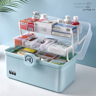 3/2 Layer Portable First Aid Kit Storage Box Plastic Multi-Functional Family Emergency Kit Box with Handle