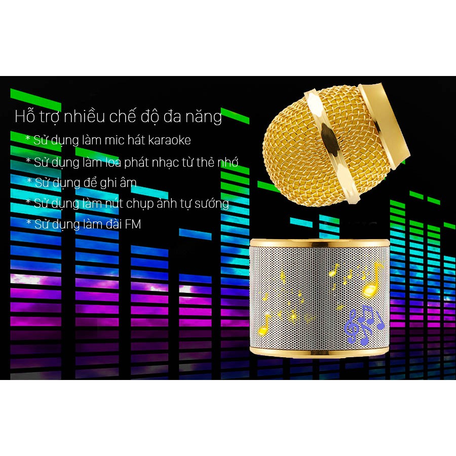 [ BÁN SỈ ] Mic Karaoke Ws-858, Micro Bluetooth Không Dây Kèm Loa, Vừa Nghe Nhạc Vừa Hát Karaoke