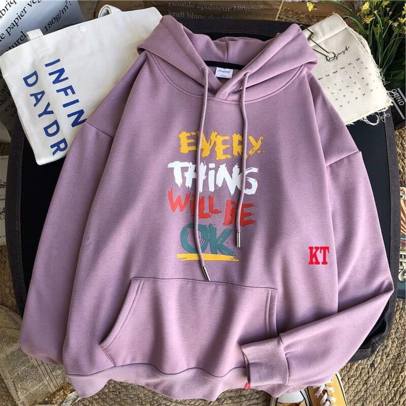 áo hoodie nỉ bông Everything will be ok, áo hoddie nỉ to rộng