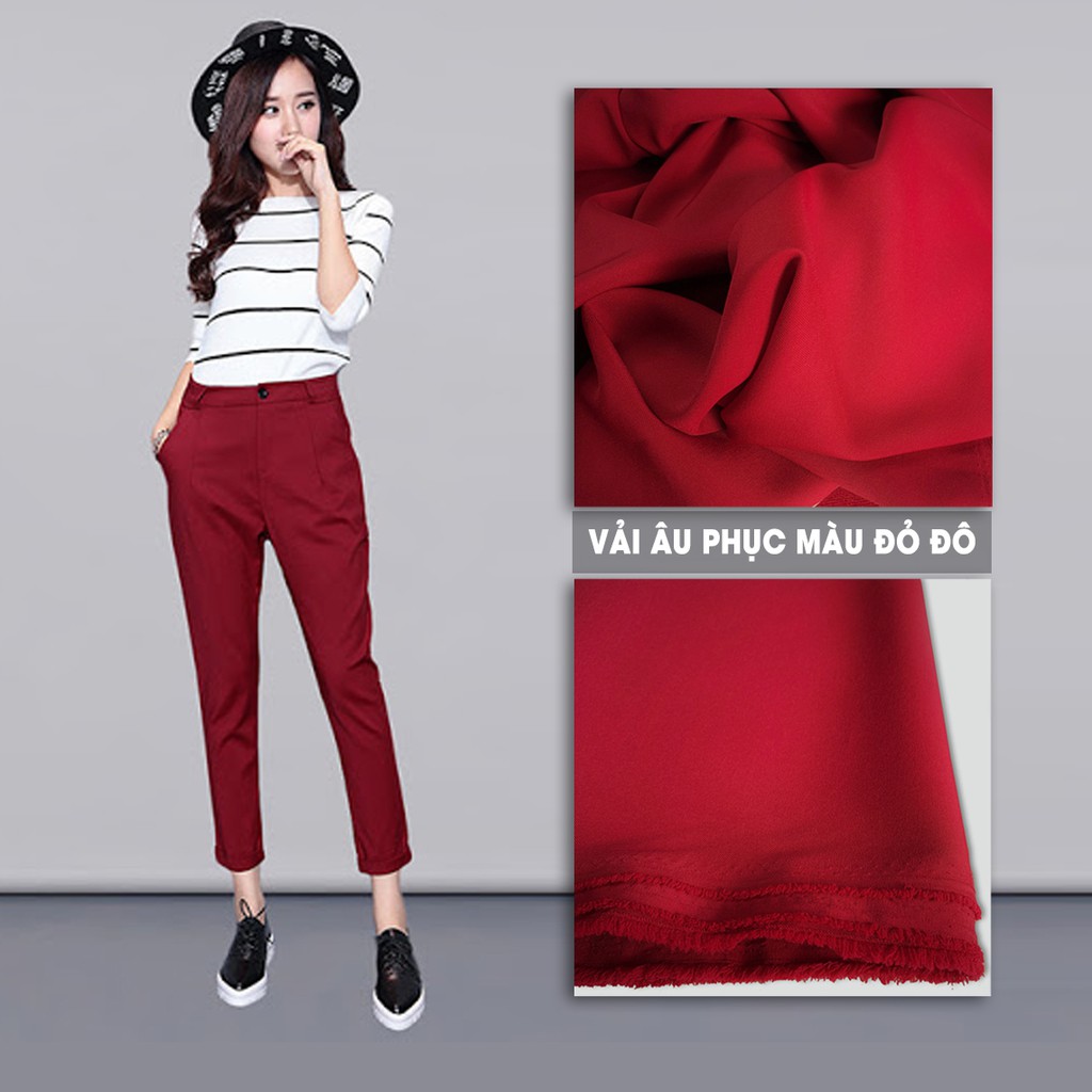 "Vải Gill Ý-Gill Ý màu đỏ đô-vải may âu phục-thời trang công sở đứng dáng-không nhăn-không xù chỉ 110k/m "