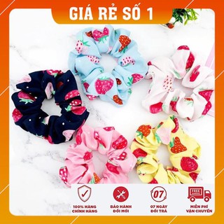 [FREESHIP - HÀNG LOAI 1] Dây buộc tóc, cột tóc vải scrunchies quả dâu siêu đẹp