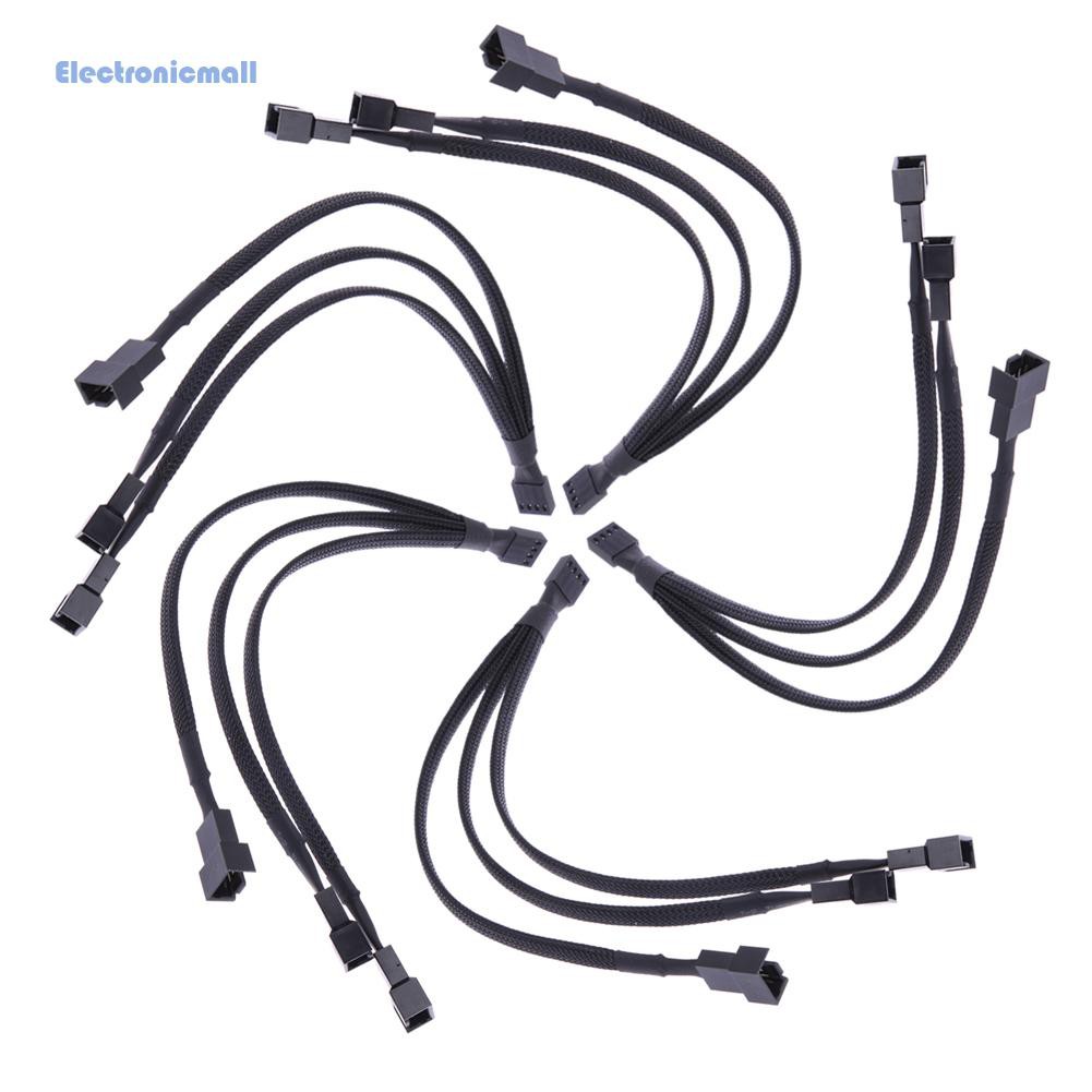 Dây cáp quạt PWM 4 chấu chia 1 đầu thành 3 đầu vỏ màu đen