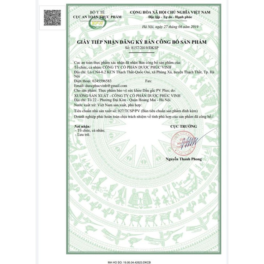 Viên dầu gấc PV Phúc Vinh - bổ sung vitamin A sáng mắt