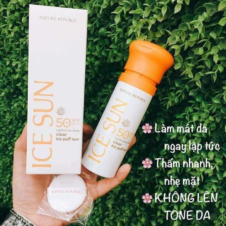 Hàng chính hãng - Kem Chống Nắng Nature Republic California Aloe Clear Ice Puff Sun SPF50+ PA++++