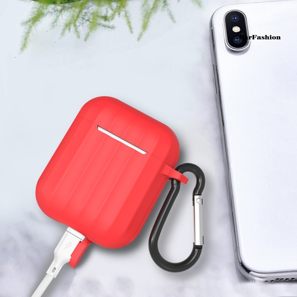 Vỏ Bảo Vệ Hộp Sạc Tai Nghe Bluetooth Airpods 1 / 2 Bằng Silicon Kèm Móc Treo Tiện Dụng