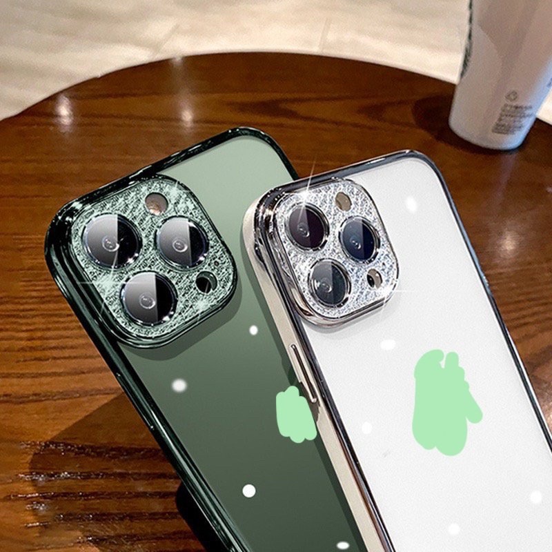 Ốp Sulada nhám camera đính đá cho iPhone 14 , 14 pro max,13, 13 Pro, 13 Pro Max, 12 Pro Max viền màu bảo vệ camera