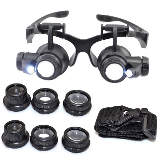 Kính lúp đeo mắt khoảng cách xem vật 5mm-15mm phóng to vật 10x 15x 20x 25x