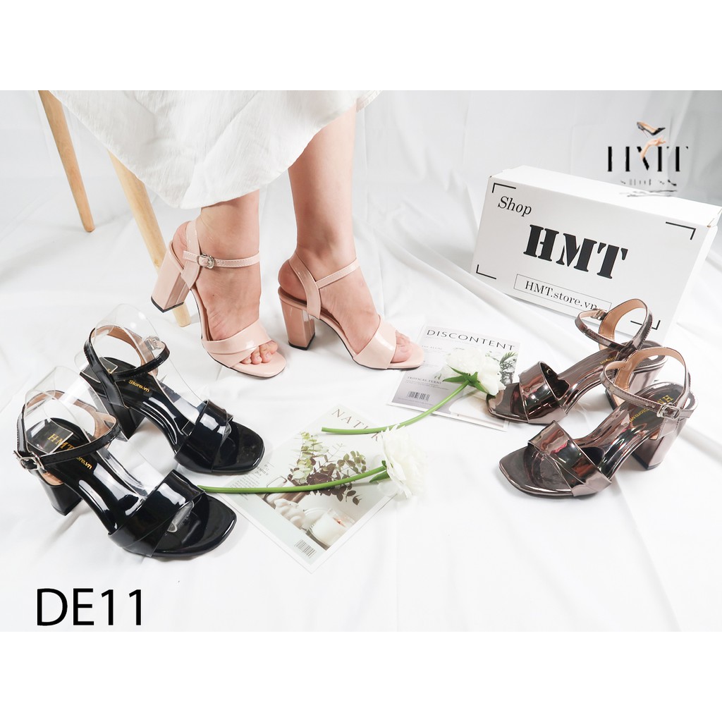 Sandal cao gót 7P đế vuông HMTShoes DE11