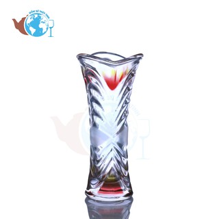 Lọ Hoa Bình Bông Thủy Tinh In Màu Hoa Văn Cao Cấp 18 cm