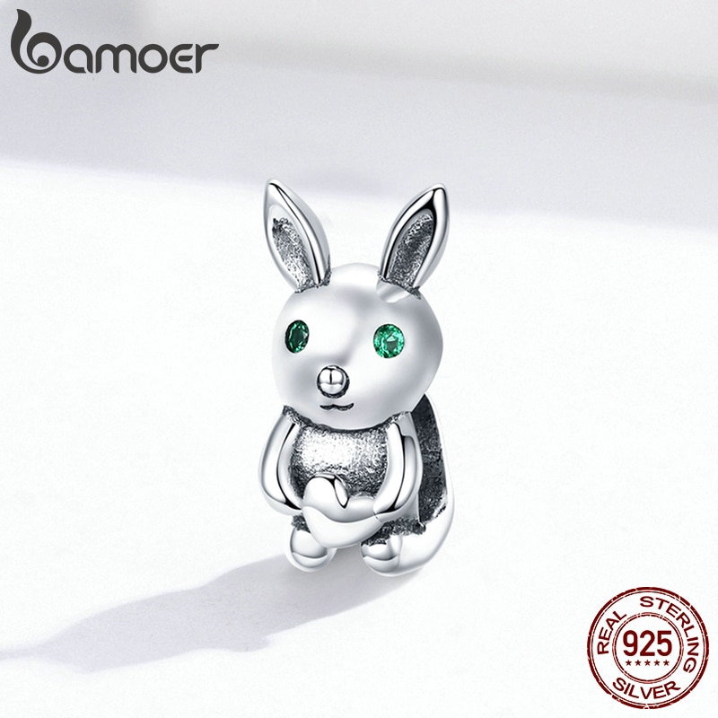 Hạt Trang Sức Bamoer BSC169 bạc 925 Hình Thỏ Dễ Thương Dùng Làm Vòng Đeo Tay