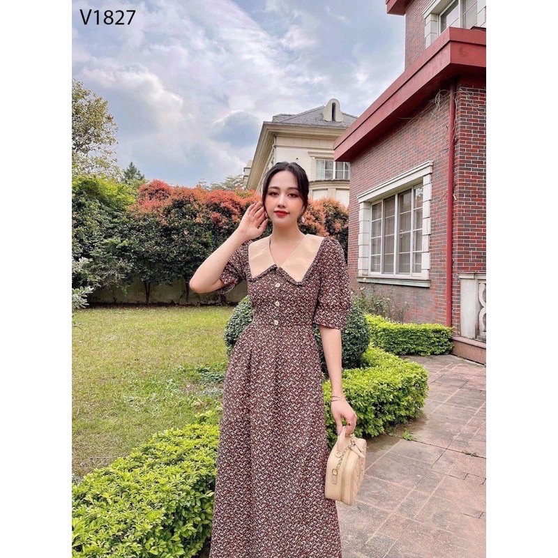 Váy Hoa nhí hai màu xanh và nâu(ảnh thật)👉Có sẵn | BigBuy360 - bigbuy360.vn