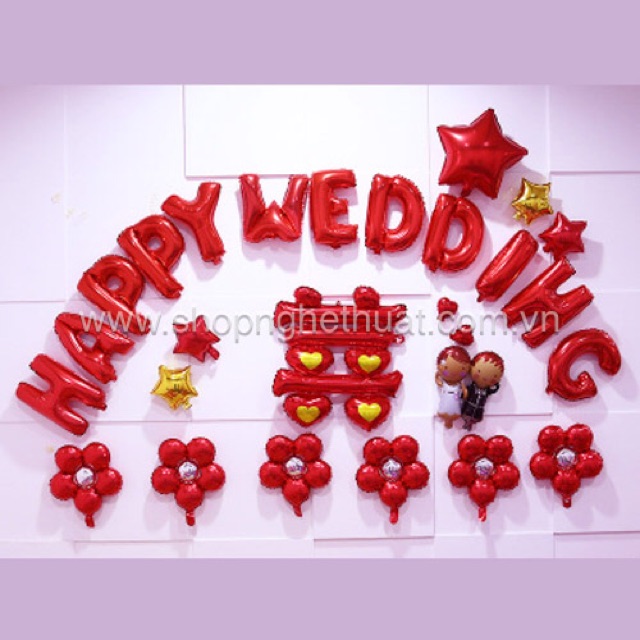 FREESHIP 99K TOÀN QUỐC_Set chữ HAPPY WEDDING- Kèm trái tim