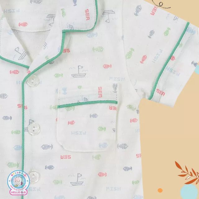 Bộ pyjama tay ngắn bé trai Hello BB (còn màu như ảnh bìa)