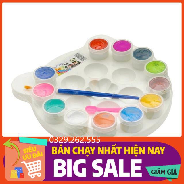 (FreeShip) Màu nước Hanson gấu 12 màu kèm khay pha màu (Tặng kèm cọ vẽ, thìa xúc)