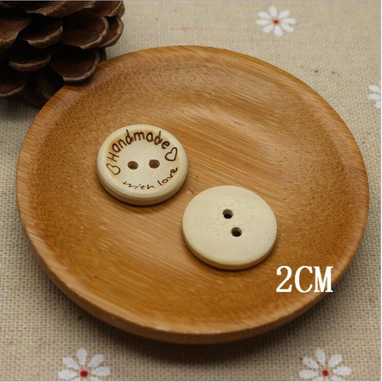 Bộ 10 Nút Gỗ 2 Lỗ Hình Trái Tim Đường Kính 15mm / 20mm / 25mm