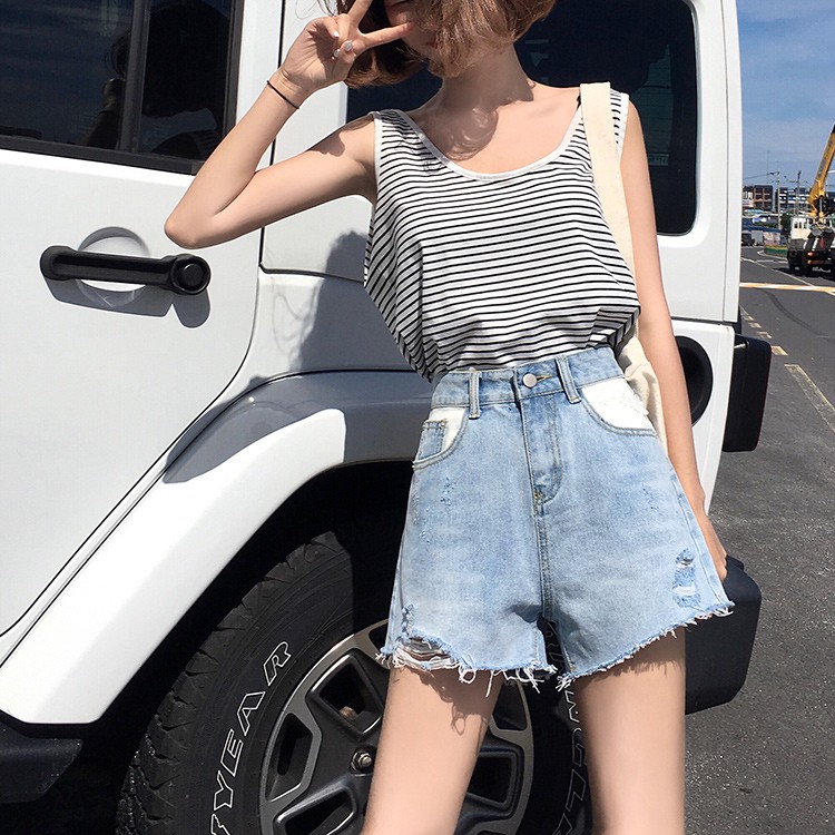 Quần ngắn denim Xiaozhainv phong cách Hàn Quốc cho nữ | BigBuy360 - bigbuy360.vn