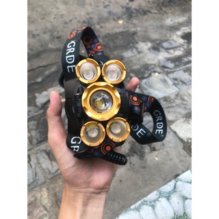 Đèn pin đội đầu 5 bóng 30w - có zoom xa gần