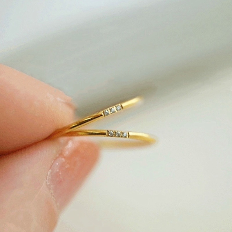 Nhẫn titan nữ không gỉ mạ vàng 18k thiết kế đơn giản phong cách ins hàn quốc mới nhất 2022