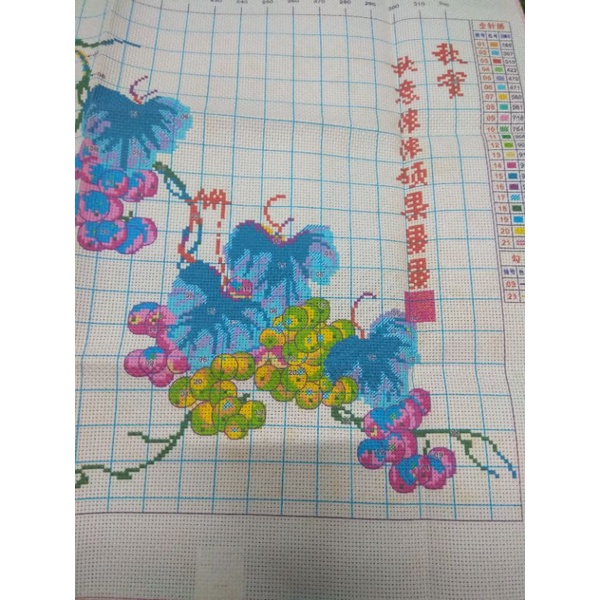 Tranh thêu chữ thập giỏ nho