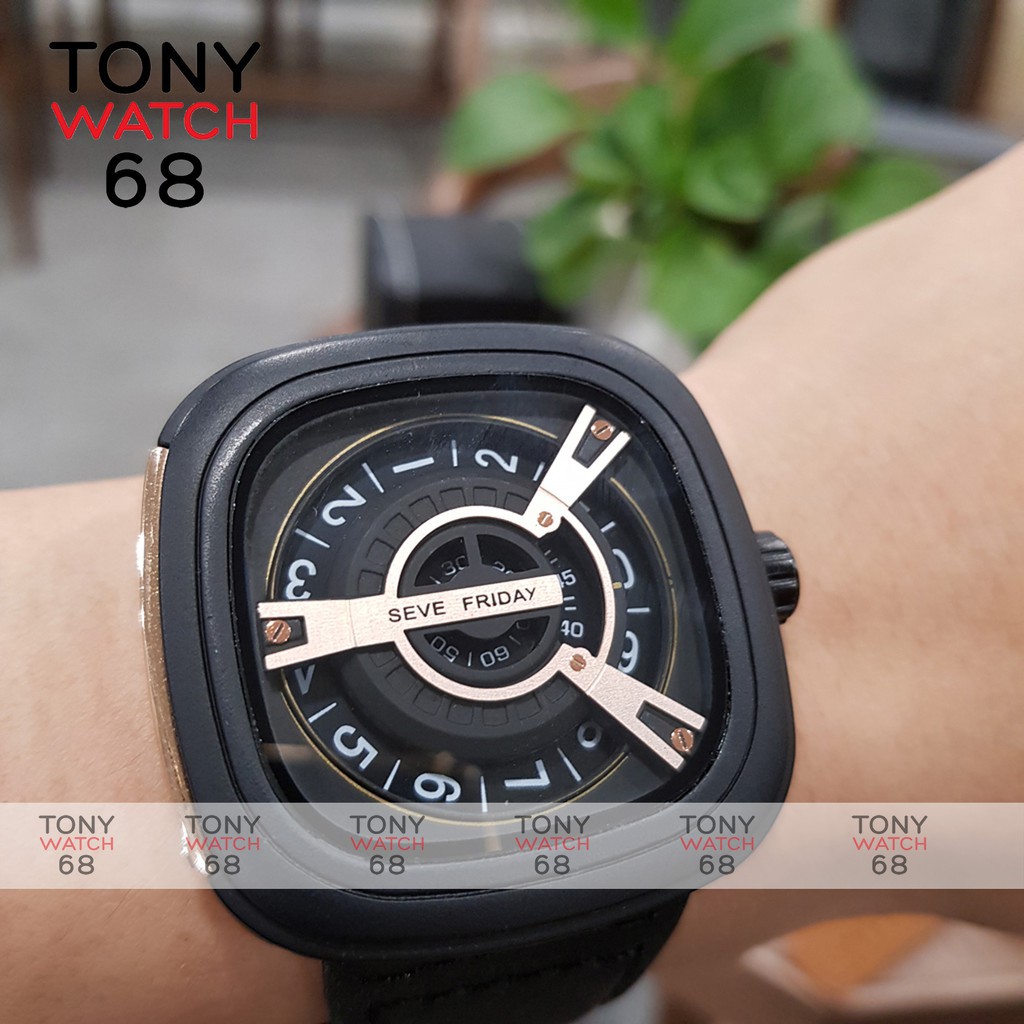 HÀNG NHẬP KHẨU -   Đồng hồ nam Friday dây da mặt vuông đẹp chính hãng chạy pin Tony Watch