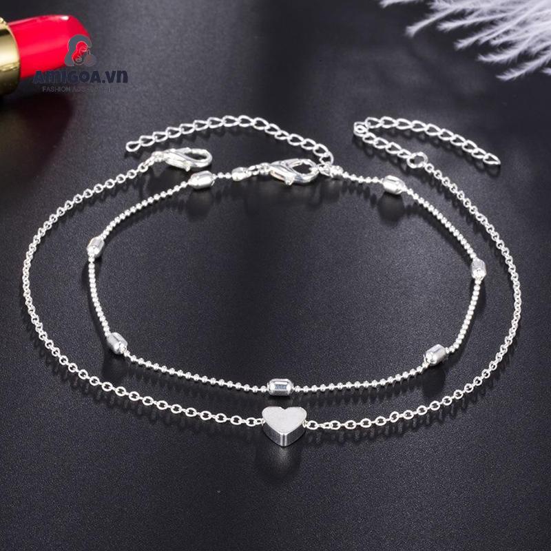 Lắc Chân Hai Lớp Hình Trái Tim Thời Trang Cho Nữ