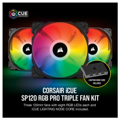 Bộ 3 quạt máy tính 120mm Corsair SP120 PRO RGB kèm Node PRO