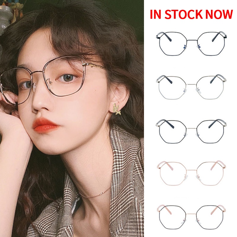 Mắt kính kim loại gọng vuông chống ánh sáng xanh phong cách Hàn Quốc thời trang cho nữ