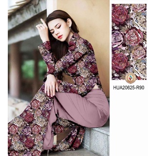 Vải áo dài hoa hồng cực sang