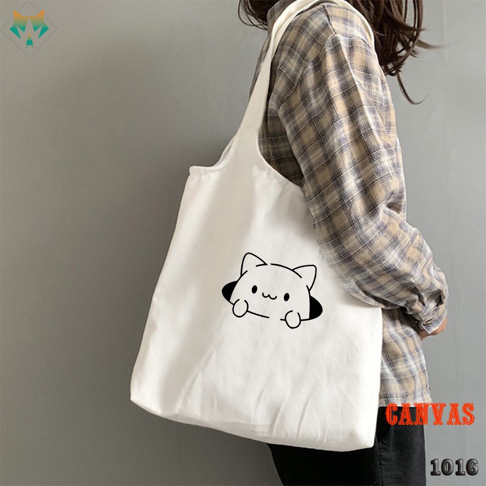 TÚI TOTE TRẮNG CHẤT VẢI CANVAS 1016 479 HAMSTER DỄ THƯƠNG HÀNG CHUẨN ĐẸP